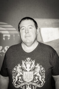 Alex Barhill — The Clubhouse Podcast, B&W portrait